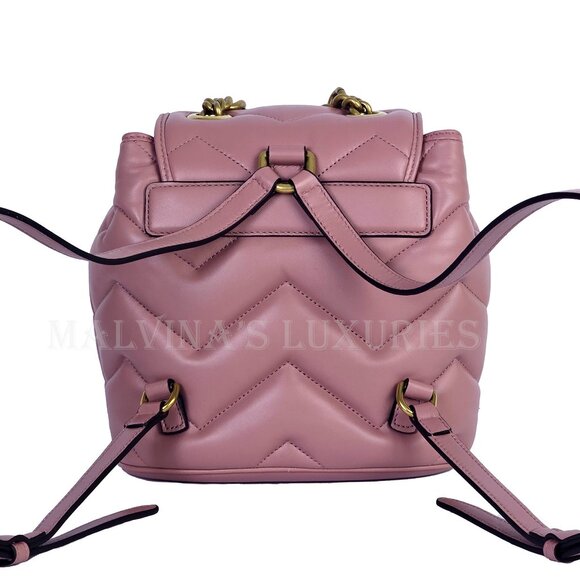 GUCCI BAG 777253 GG MARMONT LOGO BACKPACK PINK QUILTED LEATHER main image 13